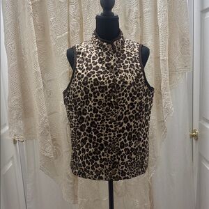 Jones New York Sport Women's Leopard Print Quilted Jacket Vest